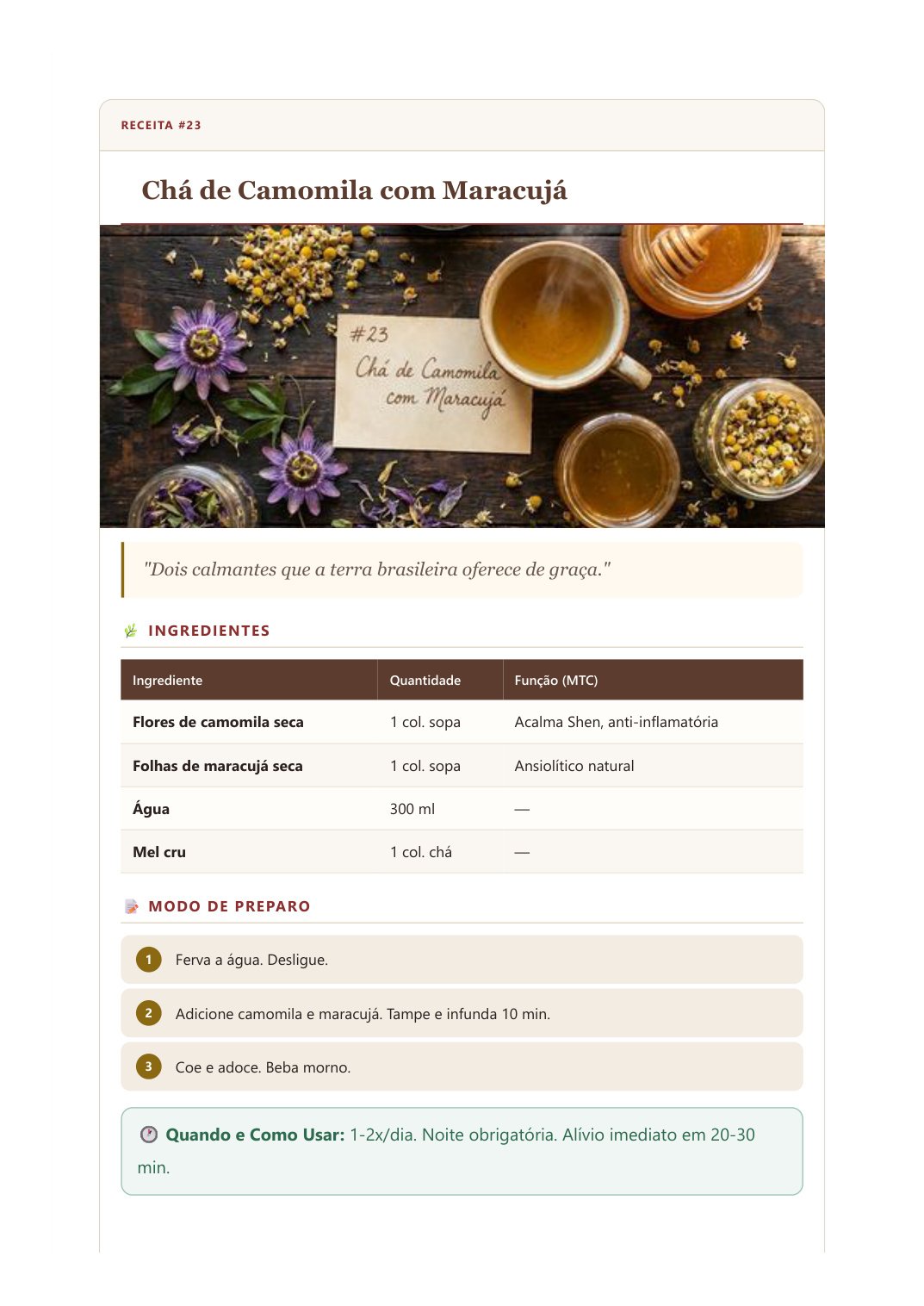 Página de receita — Sono