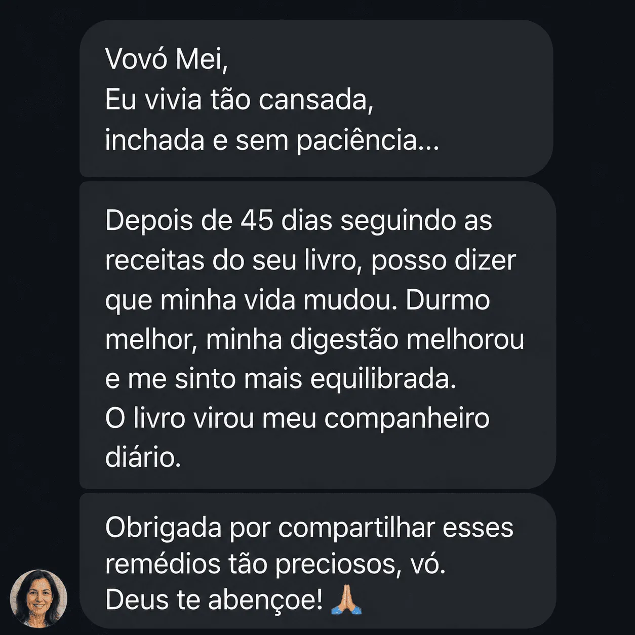 Depoimento — 45 dias, digestão e sono melhores